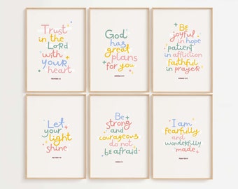 Kids Bible Verse Prints: Whimsical Christian Nursery Decor (Digital Download)