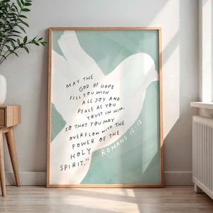 Romanos 15:13 Que o Deus da esperança os encha de toda alegria e paz, versículo bíblico para impressão, arte de parede com escritura
