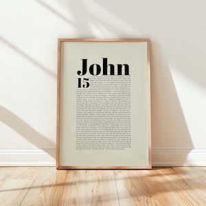 John 15 Full Chapter Bible Verse Print, I Am the Vine Christian Wall Art, Scripture Poster, Modern Scripture Print, Christian Home Decor