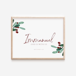 Matthew 1:23 Immanuel God is with us advent modern minimalist scripture christmas bible verse wall art christian home wall decor printable
