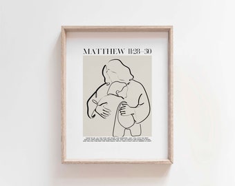 Matthew 11:28-30 Come to me all you who are weary I will give you rest scripture bible verse wall art, christian home wall decor