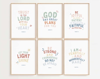 Kids bible verse wall art, sunday school decor, christian education prints, christian preschool, christian classroom decor, church nursery