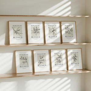 Beatitudes Wall Art Set: Floral Christian Decor Prints (Digital Download)