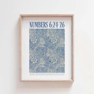 Nummers 6:24-26 zegen muurkunst, christelijke bloemen schrift print, bijbelvers poster, vintage botanisch christelijk interieur