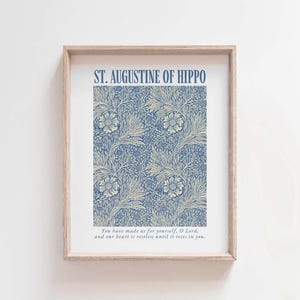 St Augustine of Hippo quote, our hearts are restless, they rest in you, catholic saint wall art printable, saint quotes, catholic print