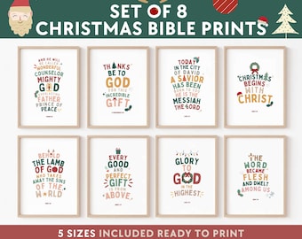 Christmas Bible Verse Prints: Set of 8 Scripture Posters (Digital Download)
