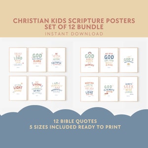 Kids Bible Verse Prints: Christian Nursery Decor (Digital Download)