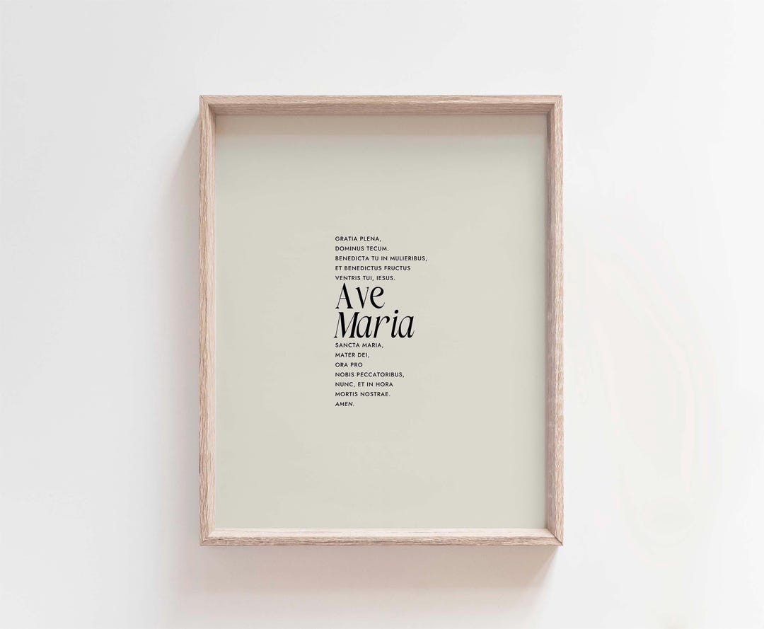 Ave Maria Wall Art, Hail Mary Latin Wall Art, Catholic Wall Decor ...