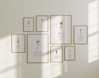 Christian Floral Set of 2, Bible Verse Wall Poster Set, Botanical ...