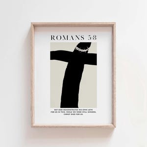 Romans 5:8 But God demonstrates His own love for us Christ died for us modern scripture bible verse wall art christian easter printable