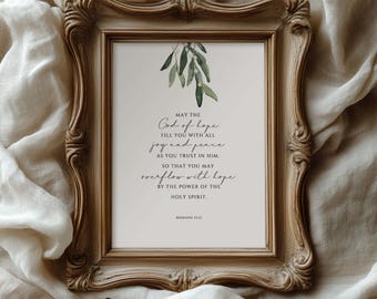 Romans 15:13 May the God of Hope Fill You With All Joy And Peace, Christmas Bible Verse Wall Art, Christmas Home Decor, Christmas Gift Idea