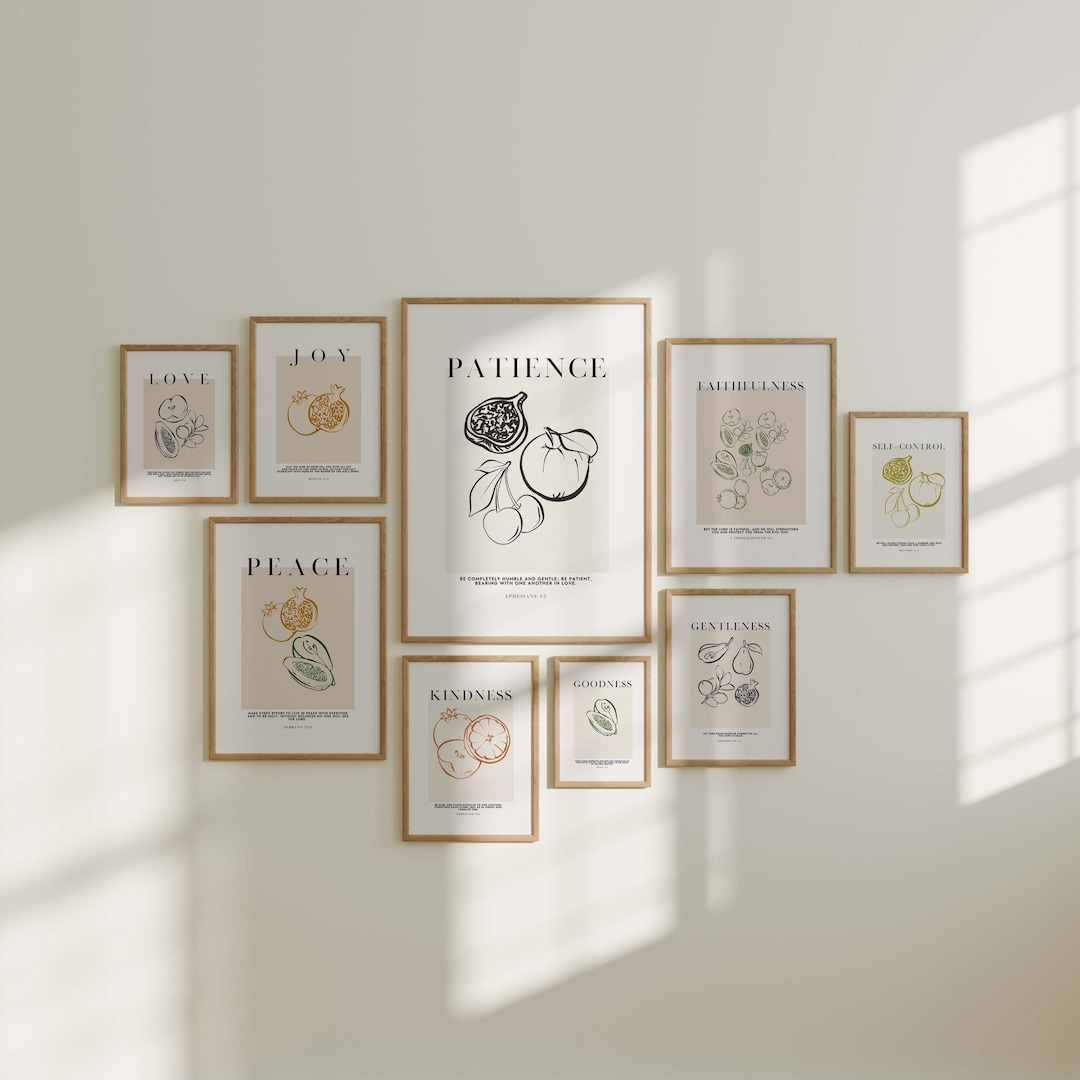 Fruits of the Spirit Print Set: Minimalist Christian Wall Art (digital ...