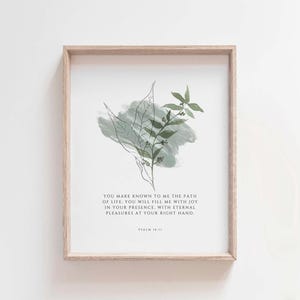 Impression Psaume 16:11, art mural biblique chemin de vie, joie en présence de Dieu, verset de la Bible botanique chrétienne, téléchargement numérique