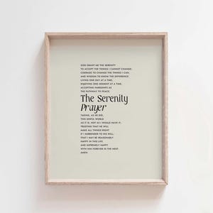 Serenity Prayer Wall Art: Minimalist Christian Print (Digital Download)