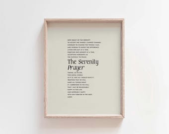 Arte murale con preghiera della serenità: stampa cristiana minimalista (download digitale)