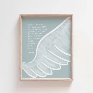 Digitale print beschermengel gebed, kunst aan de muur katholieke kinderkamer, christelijke kinderkamer decor, gebed engel Gods voor kinderen