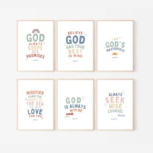 Bible Verse Posters For Kids Rooms, Christian Nursery Wall Decore, Sunday School Classroom Decoration, Kids Bible Verse Wallart