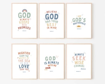 Bible Verse Posters: Christian Nursery Decor, Sunday School Art (Digital Download)