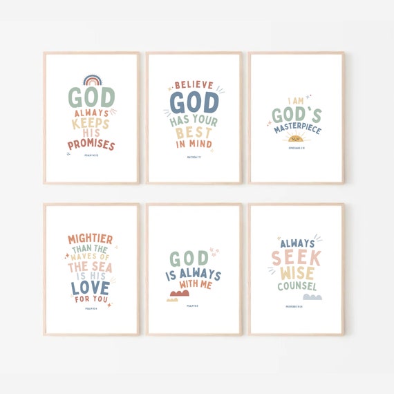 Bible Verse Posters: Christian Nursery Decor, Sunday School Art (Digital Download)