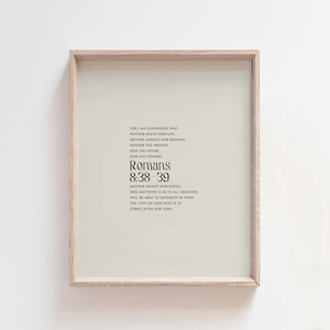 Romans 8:38-39 Wall Art, Nothing Can Separate Us From God's Love, Bible Verse Print, Modern Minimalist Christian Scripture, Christian Gift