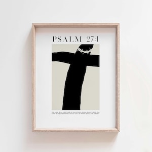 Psalm 27:1 The Lord Is My Light And My Salvation, Modern Minimalist Scripture, Bible Verse Wall Art, Christian Home Wall Decor