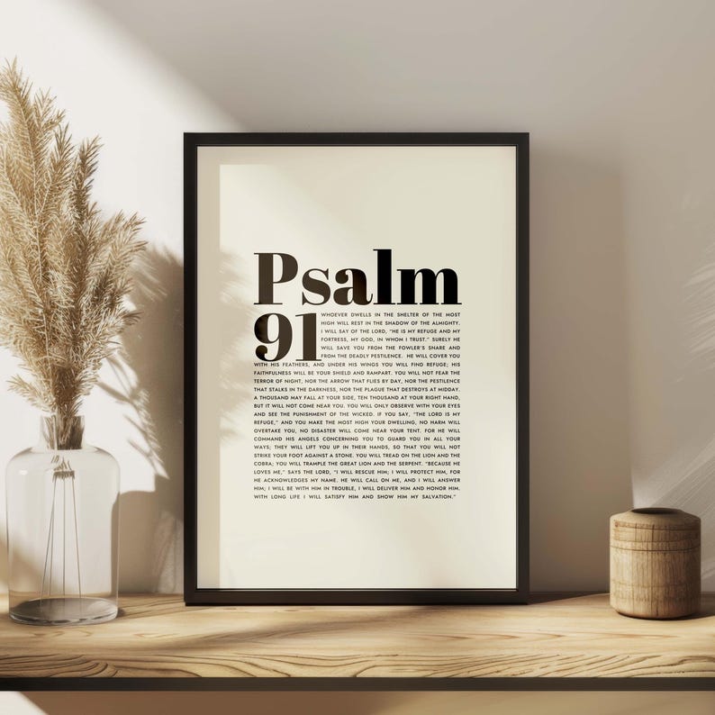 Pslam Font Psalm 91 Scripture Print: Minimalist Christian Wall Art (digital ...