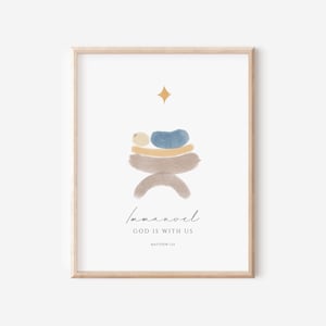 Matthew 1:23 Immanuel God is with us advent, nativity modern minimalist scripture, christmas bible verse wall art, christian home printable