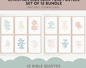 Láminas de versículos bíblicos para niños: Decoración cristiana para habitación infantil (descarga digital)