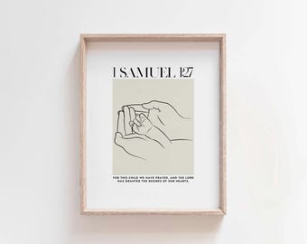 1 Samuel 1:27 For This Child We Prayed, Minimalist Christian Nursery Bible Verse, Nursery Scripture Wall Art, Christian Baby Home Decor