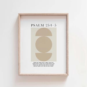 Impresión del versículo bíblico del Salmo 25:4-5, arte mural cristiano moderno, decoración minimalista de las Escrituras, descarga digital imprimible cristiana