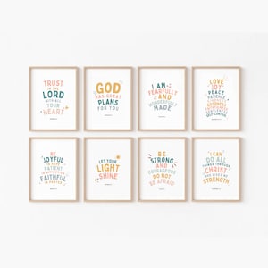 Kids Bible Verse Prints: Christian Nursery Decor (Digital Download)
