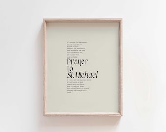 Prayer to St Michael the archangel, catholic prayer wall art print