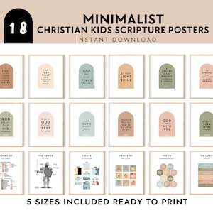 Minimalist Bible Verse Posters: Christian Kids Room Decor (Digital Download)
