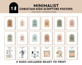 Minimalist Bible Verse Posters: Christian Kids Room Decor (Digital Download)