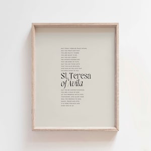 St. Teresa of Avila peace quote, May today there be peace within, catholic saint quote, christian wall decor, catholic home decor