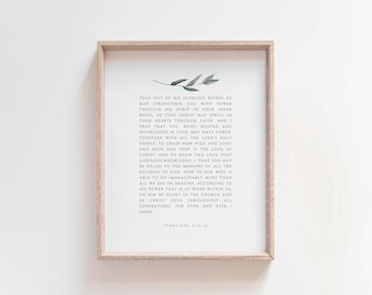 Ephesians 3:16-21 Scripture Wall Art, Rooted in Love Bible Verse Print, Minimalist Christian Printable, Immeasurably More Quote