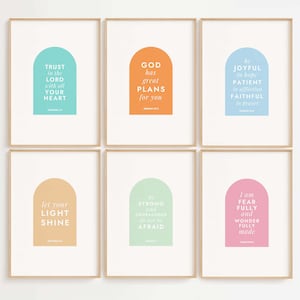 Boho Bible Verse Prints: Kids Christian Classroom Decor (Digital Download)