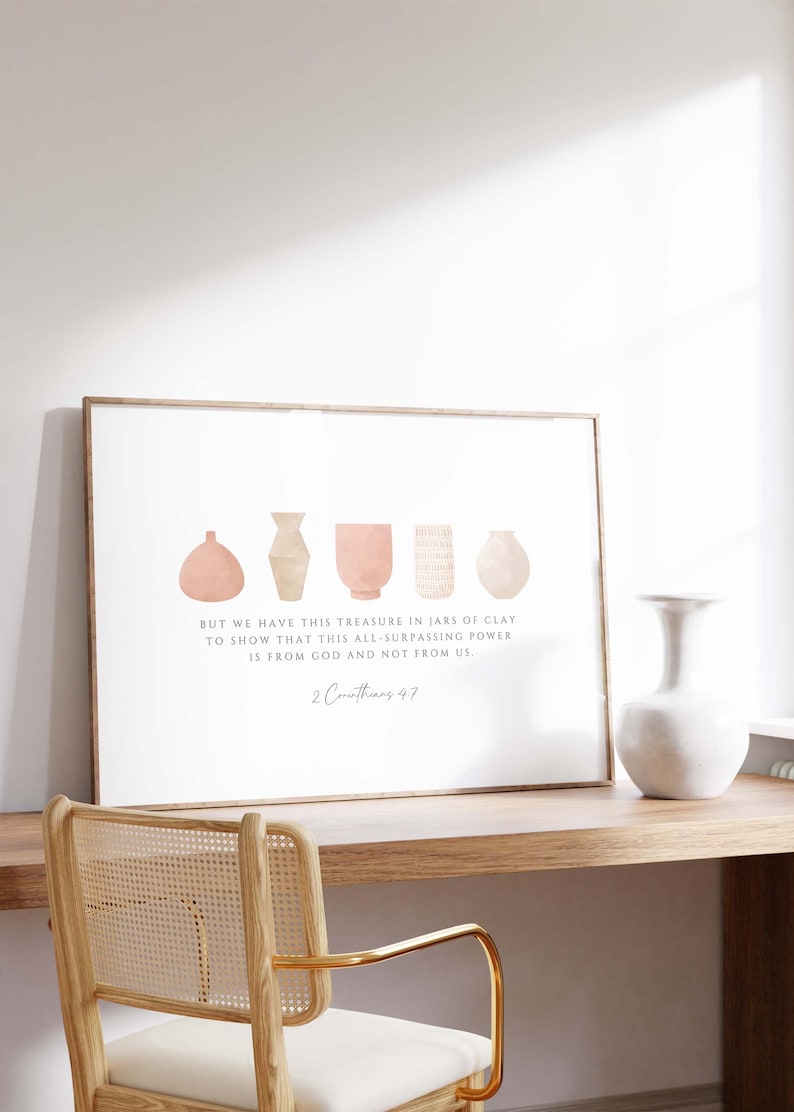 2 Corinthians 4:7 Bible Verse Print, Jars of Clay Christian Wall Art ...