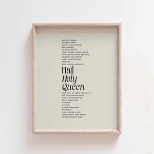 Hail Holy Queen Prayer Print: Catholic Marian Wall Art (Digital Download)