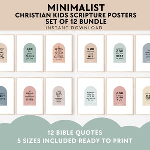 Minimalist Kids Bible Verse Print Set: Christian Nursery Decor (Digital Download)