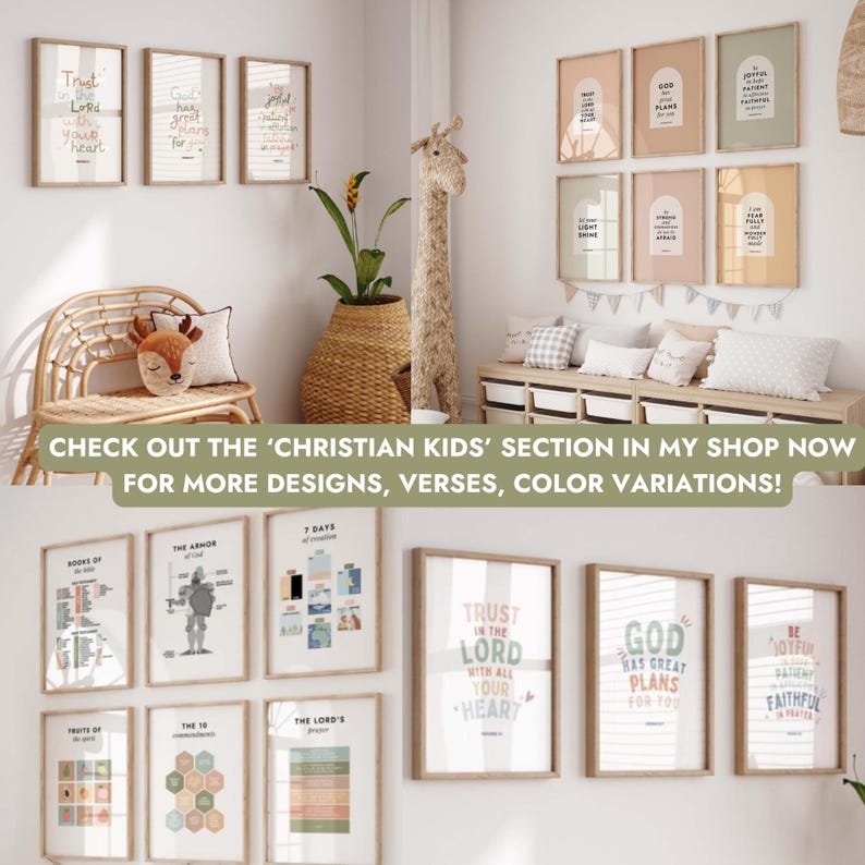 Bibel Vers Poster: Christliche Kinderzimmer Dekoration, Sonntagsschule Kunst (Digitaler Download) Bild 8