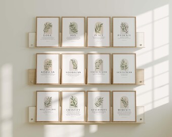 Früchte des Geistes Print-Set, Katholische Tugenden, Botanische Schrift Dekor (Digitaler Download)