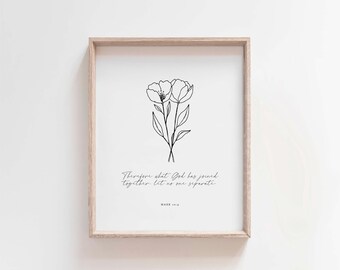 Mark 10:9 Wedding Printable, What God Has Joined Together Bible Verse Wall Art, Christian Marriage Decor, Minimalist Digital Download