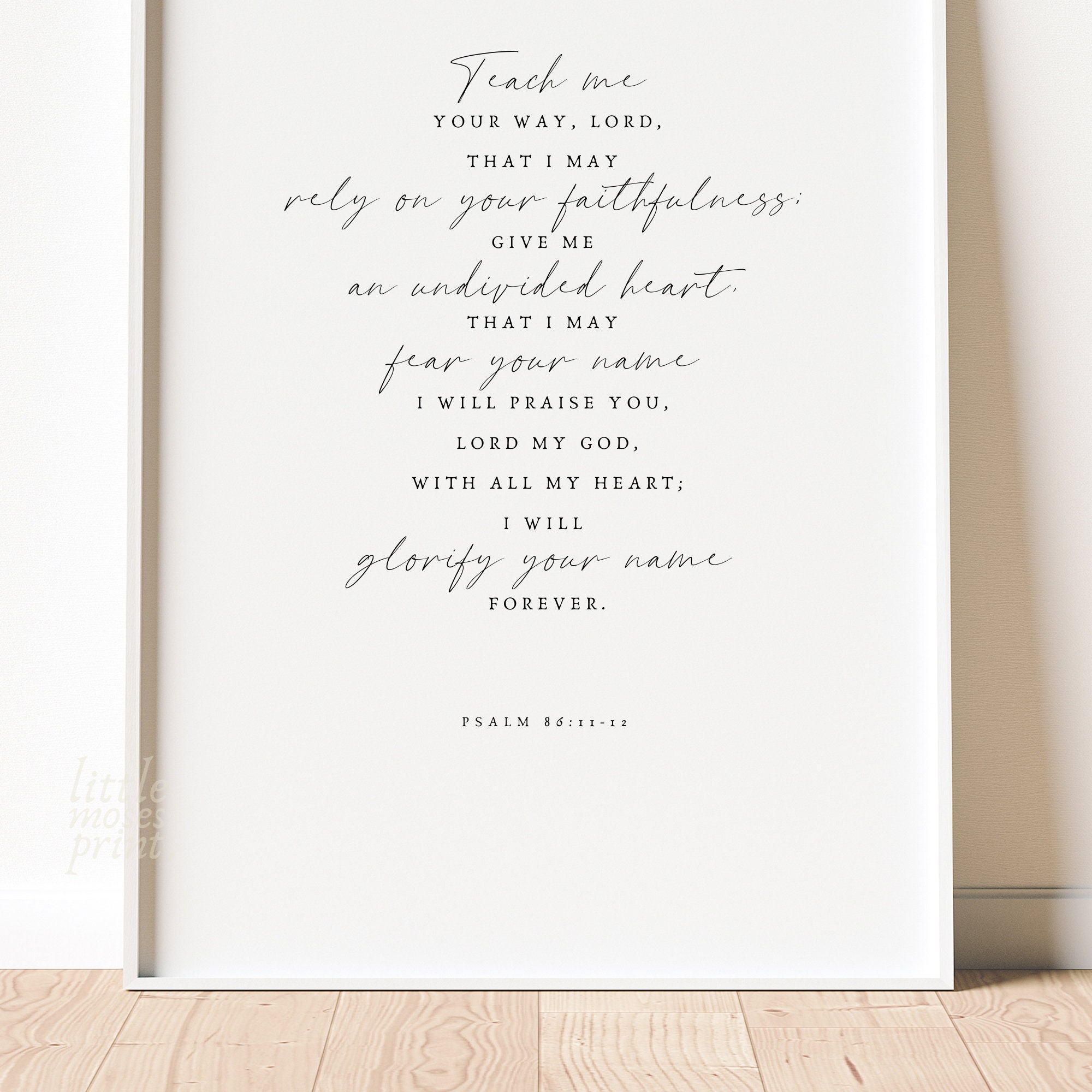 Psalm 86 11 12 Wall Art Bible Verse Wall Art Printable Etsy