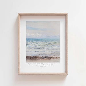 Psalm 93:4 Ocean Bible Verse Wall Art, Christian Beach Watercolor Print, Scripture Coastal Decor, Digital Download Faith Print