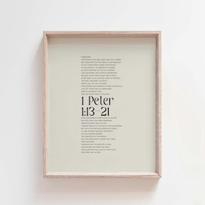 1 Peter 1:13–21 Bible Verse Wall Art, Christian Scripture Print, Be Holy Inspirational Decor, Modern Minimalist Bible Verse Poster