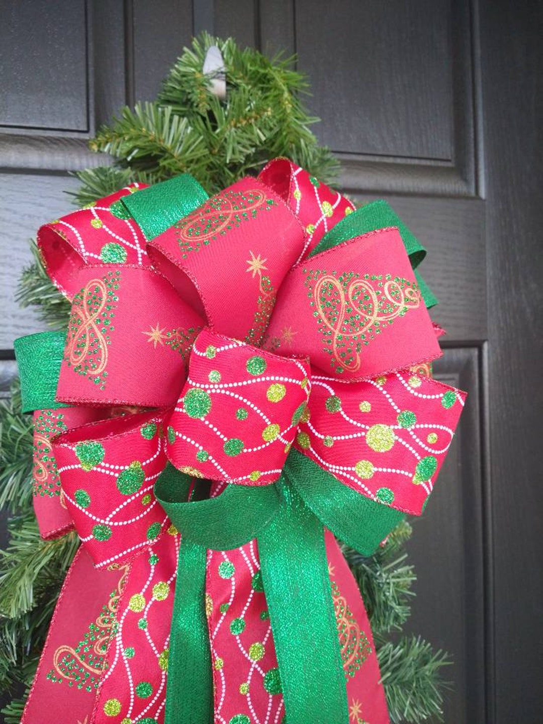 Green & Red Bow with Band main image 1
