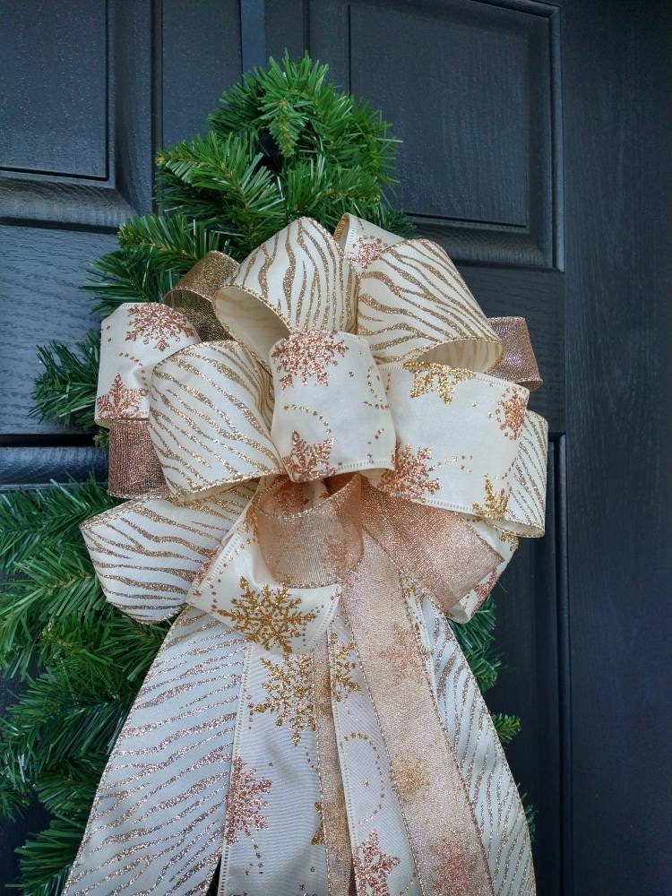 Semi-Sheer Champagne Gold Double Wire Ribbon – ChristmasCottage