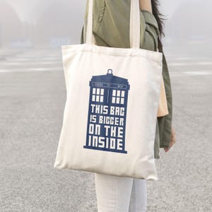 Doctor Who Tote Bag, Bigger On The Inside, Whovian Gift, TARDIS Shopper, Time Lord Accessory, Unique Sci Fi Enthusiast Bag