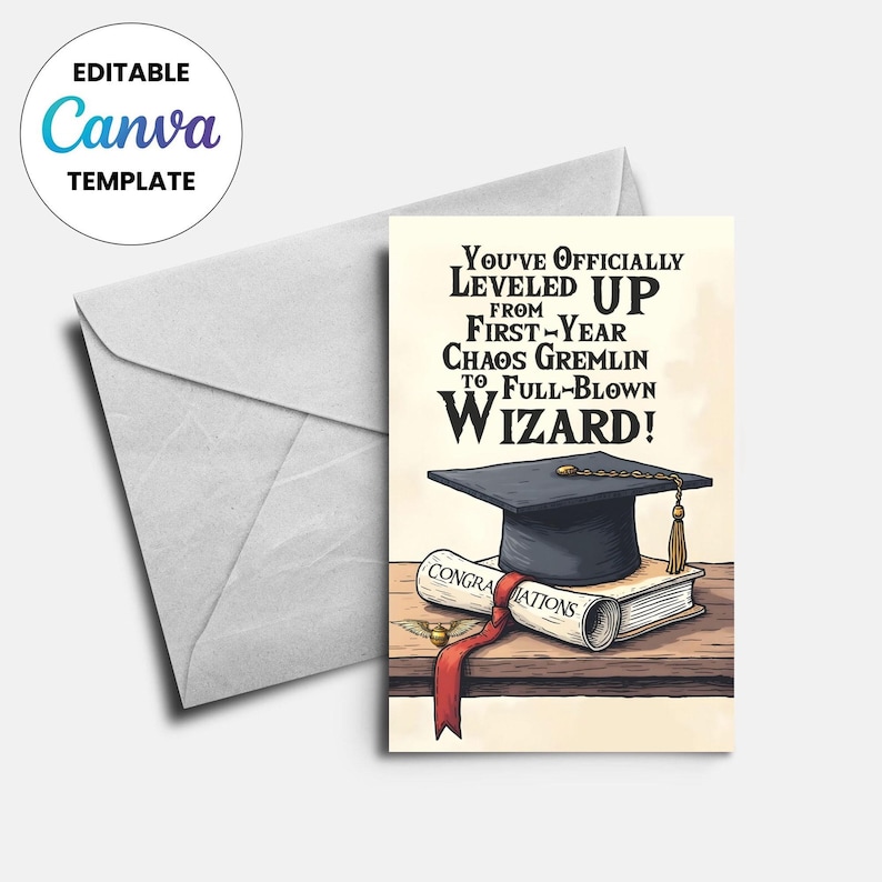Harry Potter Graduation Card, Editable Wizard Gift, Digital Download ...